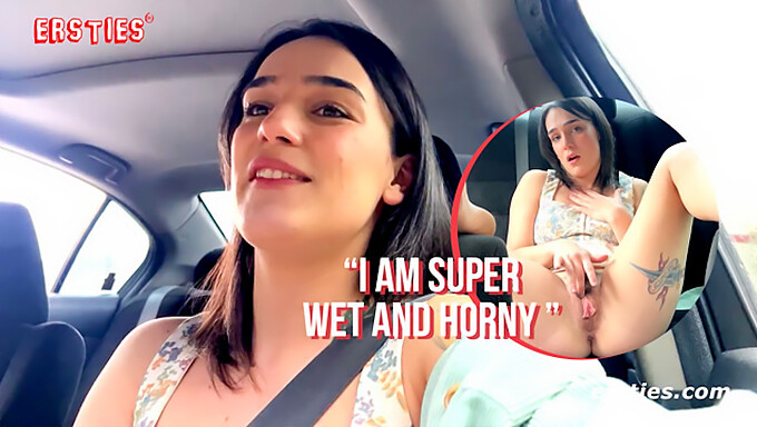 First-Time Solo: American Hottie Pleasures Herself In Public Car